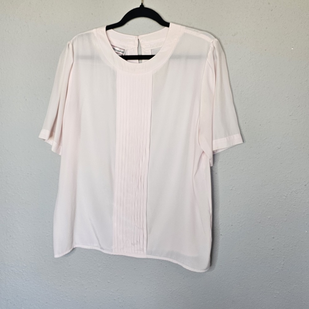 Westbound Womens Pale Pink Pleated Front Short Sleeve Blouse Size 14 Office core
